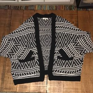 100% Cotton Wedge Cardigan Black/White -Madewell L